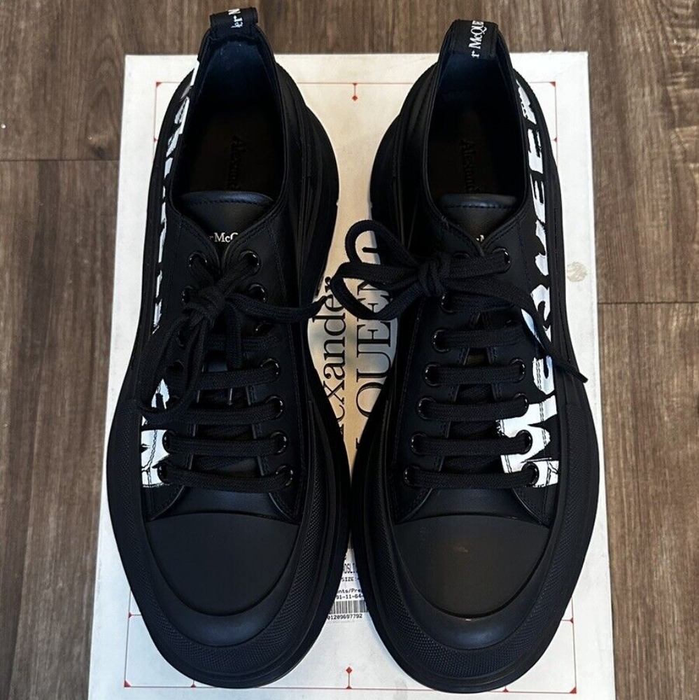 Men’s Alexander McQueen graffiti tread slick sneakers size 44 US 11